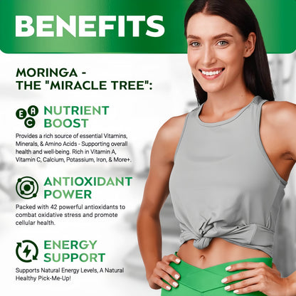 Rosabella Moringa Capsules – 800mg Pure Moringa Powder Supplement – 60 Capsules for Natural Energy, Immune System, Skin & Gut Health Support, Green Antioxidant Superfood, Essential Vitamins & Amino Acids