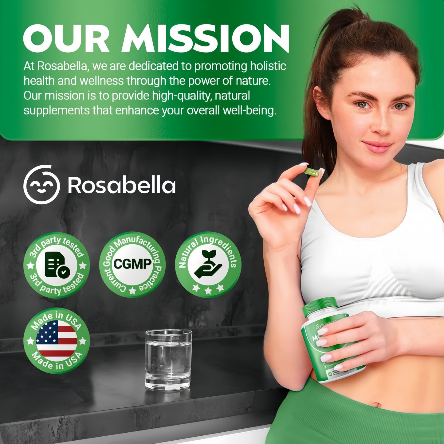 Rosabella Moringa Capsules – 800mg Pure Moringa Powder Supplement – 60 Capsules for Natural Energy, Immune System, Skin & Gut Health Support, Green Antioxidant Superfood, Essential Vitamins & Amino Acids
